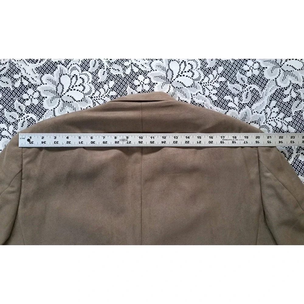 Stafford Sport Coat 42L Brown Faux Suede Blazer‎ Three Button Micro Polyester
